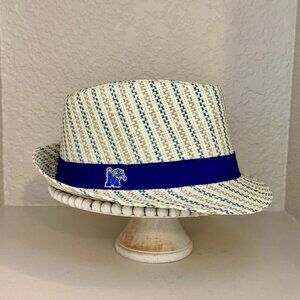 Memphis Tigers Blue White Gray Striped Straw Game Fedora Hat